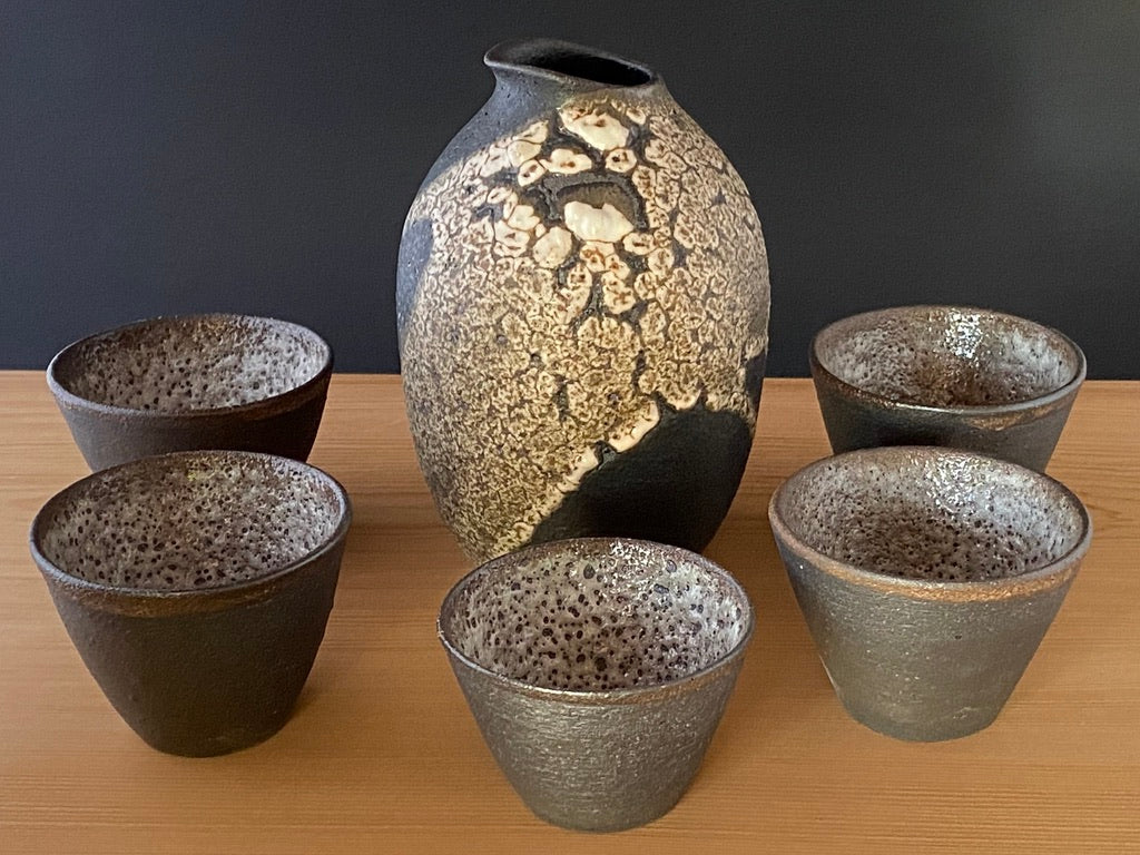 Sake set with 5 cups