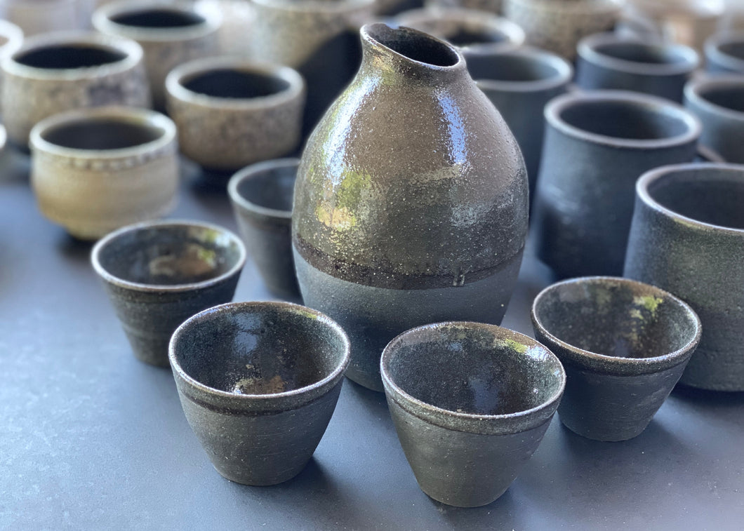 Sake Bottle with 5 cups